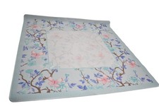 Mahjong Mat 31" x 31" Square Light Blue Floral Anti-Slip Table Game Mat