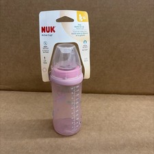 NUK Active Cup 10 oz Baby Bottle BPA FREE - Soft Spout - PINK MUSIC THEMED-3pack