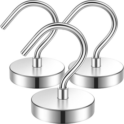 Magnethaken Extra Stark 30 kg, 3 Stück, Magnetische Haken mit Neodym Magnet, Mag