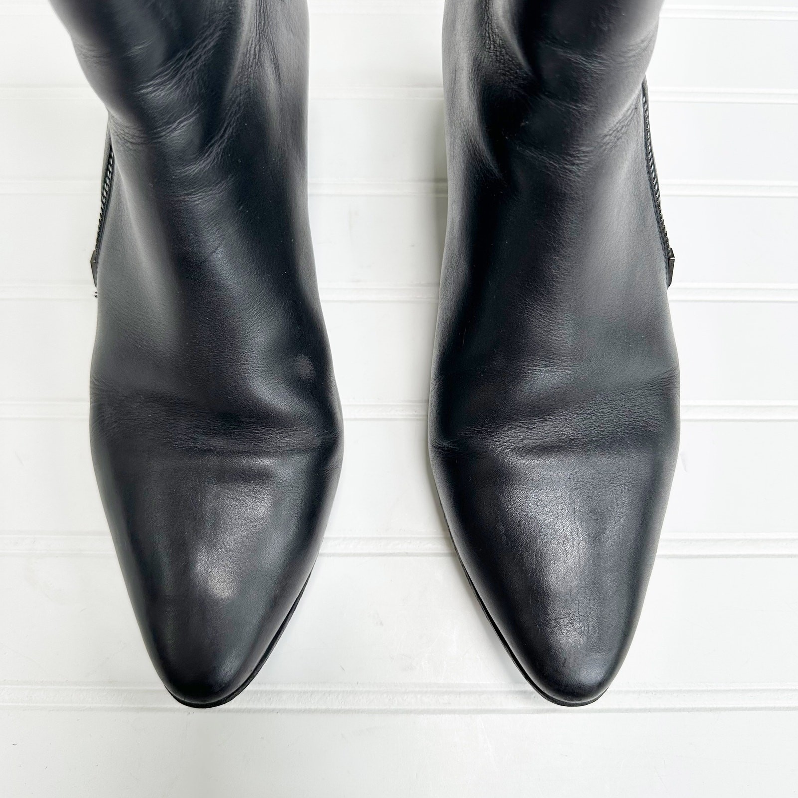 Stivaletti Saint Laurent Rock Chelsea in pelle nera western lisci 39 5