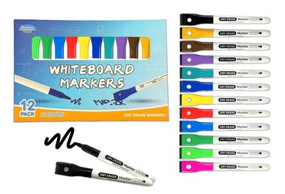 Dry Erase Markers Fine Tip, 12 Pack Whiteboard Markers with Magnetic Cap & Er...