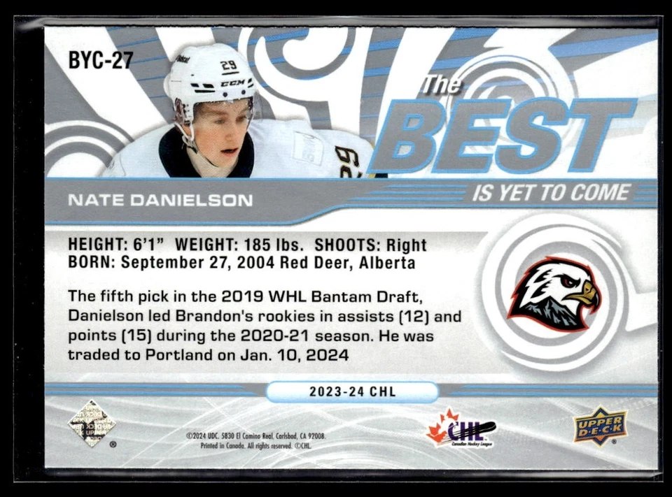 2023-24 Upper Deck CHL The Best Is Yet To Come #BYC-27 Nate Danielson - Image 2 of 2