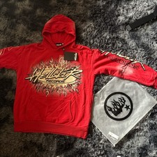 Hellstar Records Red Graphic Print Logo Fleec...