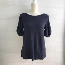 NWT LOFT - Navy blue bateau neck stretch knit cotton top, M