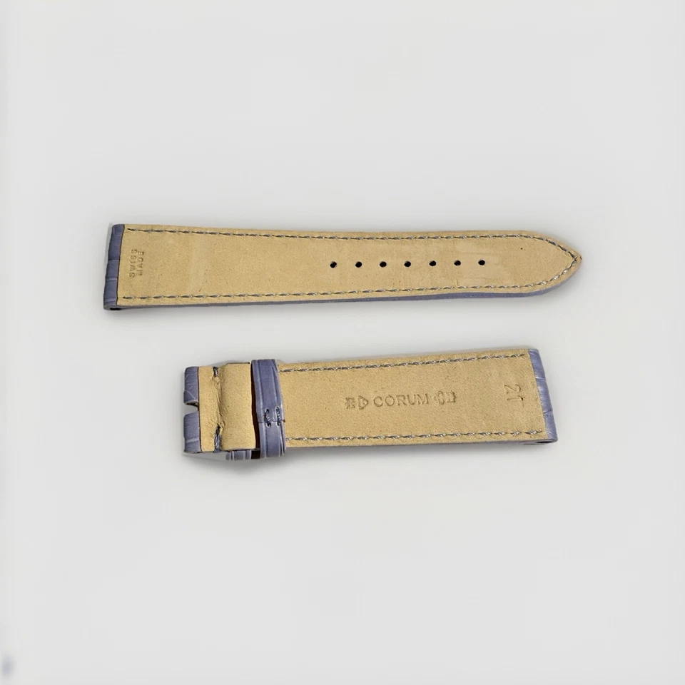 Подлинный новый ремешок для часов Corum 21 мм x 18 мм сиреневый аллигатор от оригинального производителя - Изображение 2 из 2