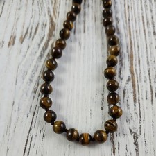 32 inch Tiger's Eye Beaded Necklace Brown 5mm Round B1 