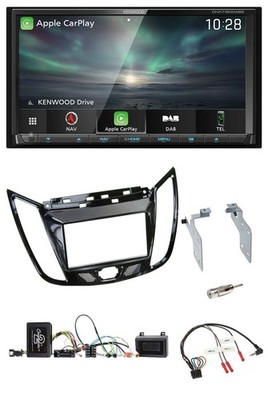 Kenwood Bluetooth USB 2DIN Lenkrad TMC DAB Navigation für Ford C-Max Kuga Klavie
