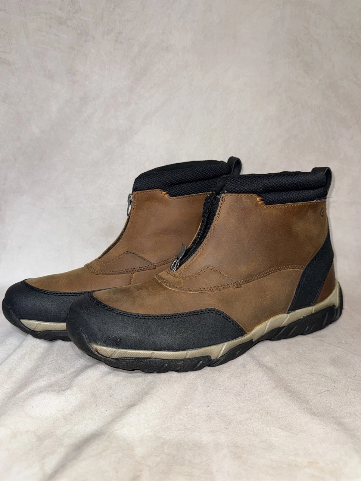 Clarks Men's Waterproof Grove Zip Leather Ankle Hiking Boots Tan - Size 10.5