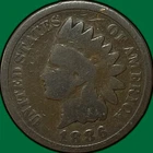 1886 Type 2 Indian Head Cent Good G Coin #34205