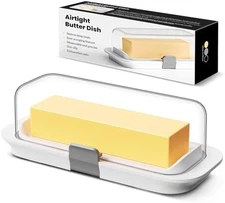utter Dish with Lid for Countertop and Refrigerator Door Shelf, Airtight Butter