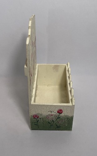 Vintage Wooden Picket Fence Planter Box White Roses Hand Painted Micky’s Minis - Afbeelding 4 van 9