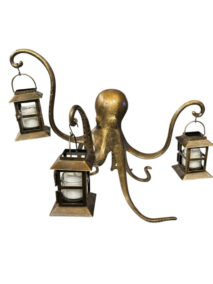 "Centro de mesa pulpo candelabros linterna de vidrio costero 14""x18"" decoración de playa" Foto 2 de 4