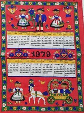 STROFINACCIO CALENDARIO NATALE ANNO 1979 ASCIUGAPIATTI CANOVACCIO DA COLLEZIONE 