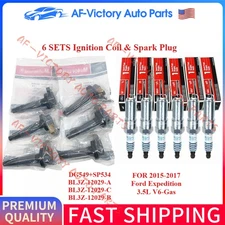 OEM 6 Sets Ignition Coil Spark Plug For 2015-2017 Ford Expedition 3.5L V6-Gas