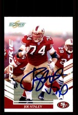 Signed Football Card Auto Joe Staley 2007 Score #325 San Francisco 49ers