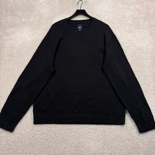 Gap Sweater Mens Size XXL Black Loose Knit Long Sleeve Cotton Nylon Oversized