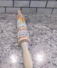 Rolling Pin, Snowflakes Floral Design, Wooden Embossing, Natural, 14" NEW