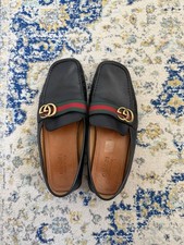 Gucci Men’s Loafers 450891 Black Leather Size 9 Made In Italy Used No Box