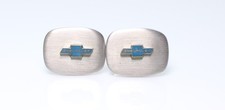 Vtg Chevrolet Blue Bowtie Emblem Cufflinks Dealer Employee Promo Original Box