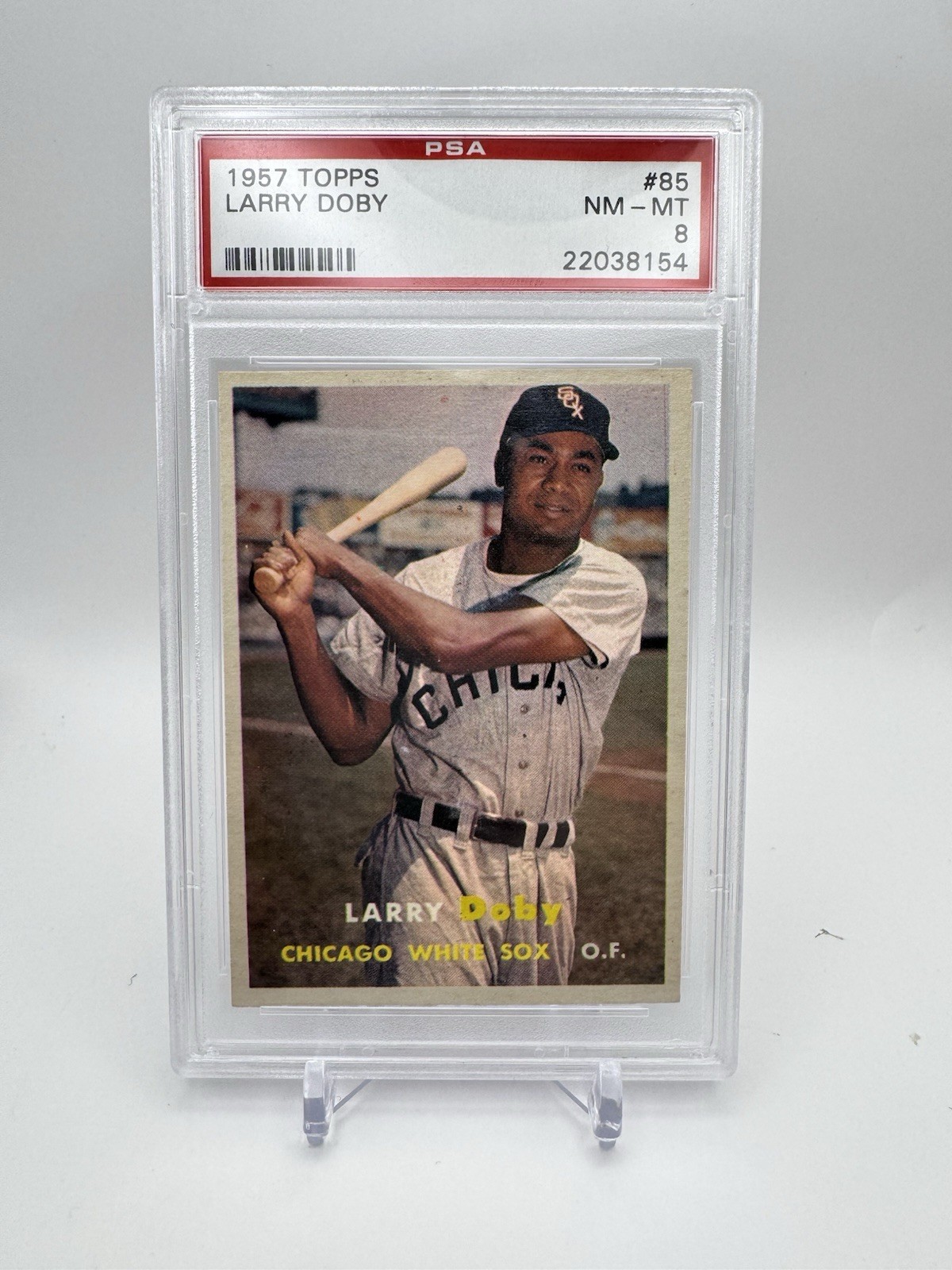 Topps 1957 Larry Doby #85 PSA 8 Chicago White Sox Baseball Card