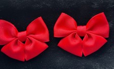 Vintage set of Red bow Fabric Shoe clips