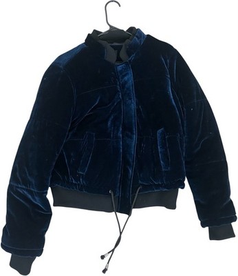 Women s Rue 21 Blue Collar Crop Zip Up Jacket Size Medium