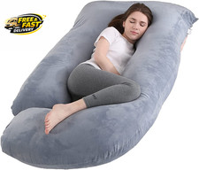 Pregnancy Pillow J-Shaped Full Body Pillow, 59 Inch with Velvet Cover Easy to
