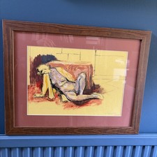 Original Mid Century Modernist Framed Figurative Painting. Franklin White.
