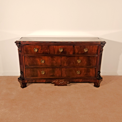 Vintage 1990s Drexel 9 Elms Flame Mahogany 7 Drawer Long Chest Dresser  Lowboy | eBay
