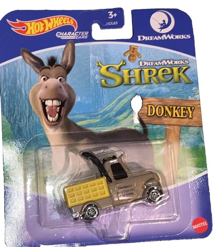 Lot Hot Wheels DREAMWORKS Character Cars SHREK DONKEY New - Afbeelding 1 van 2