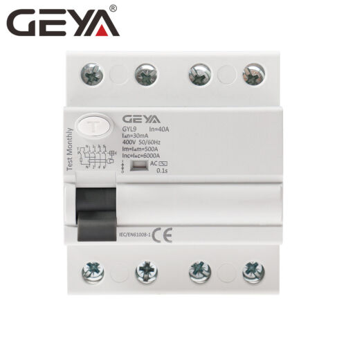 GEYA ELCB Interruttore circuito 4 poli 25/40/63/80/100 amp 30/100/300 mA tipo ca rccb rcd - Foto 3 di 11