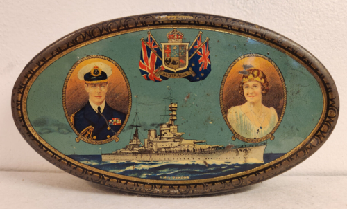 Hall's Duchess Toffee Tin.  HMS Renown.   Duke of York King George V, Elizabeth - Picture 1 of 7