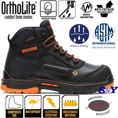 WOLVERINE CARBONMAX 6'' Men's Waterproof Composite Toe EH Rated Work Boots wv