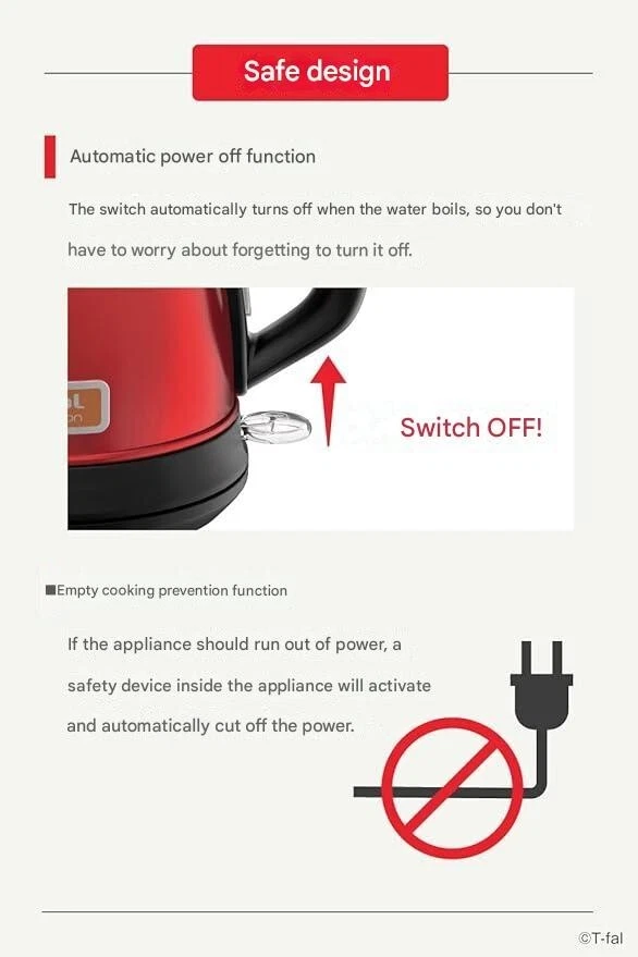T-fal Electric Kettle 1.0L Stainless Steel Body Maison Wine Red New From Japan - Image 4 of 4