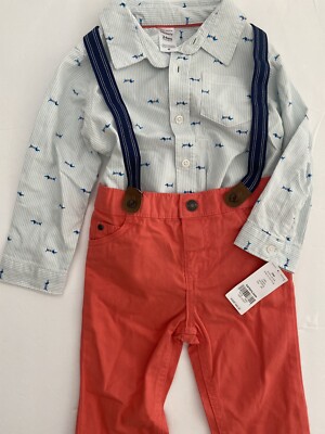 New Carters Dachshund Outfit Baby Boy Size 24M Suspenders
