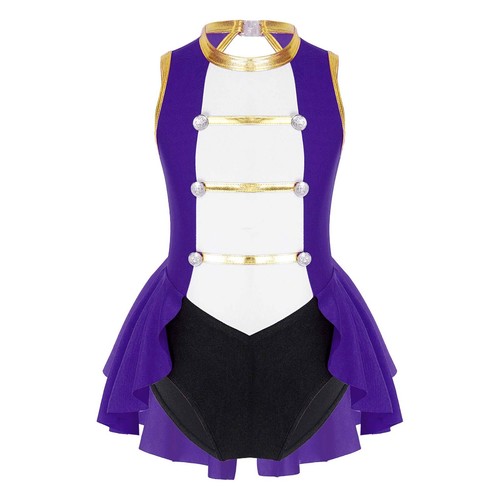 Kids Girls Leotards Magic Dress Unitard Jumpsuit Color Contrast Costume Show - Picture 44 of 57