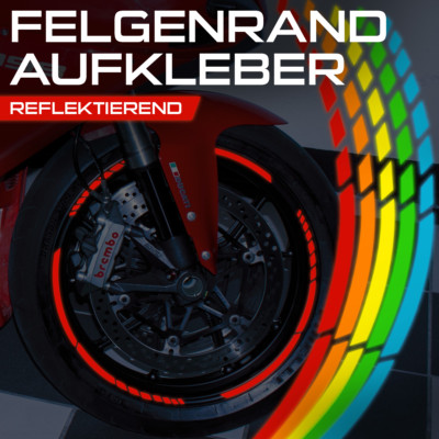Reflektierende Felgenrandaufkleber Im GP-Design – Weiß, Für 17 Zoll Felgen, Made In Germany, 7.5 Mm Breit