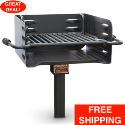 #ad #ad Pilot Rock Heavy Duty 3 16quot; Plate Steel Park Grill With Handle Adjustable Height $297.99