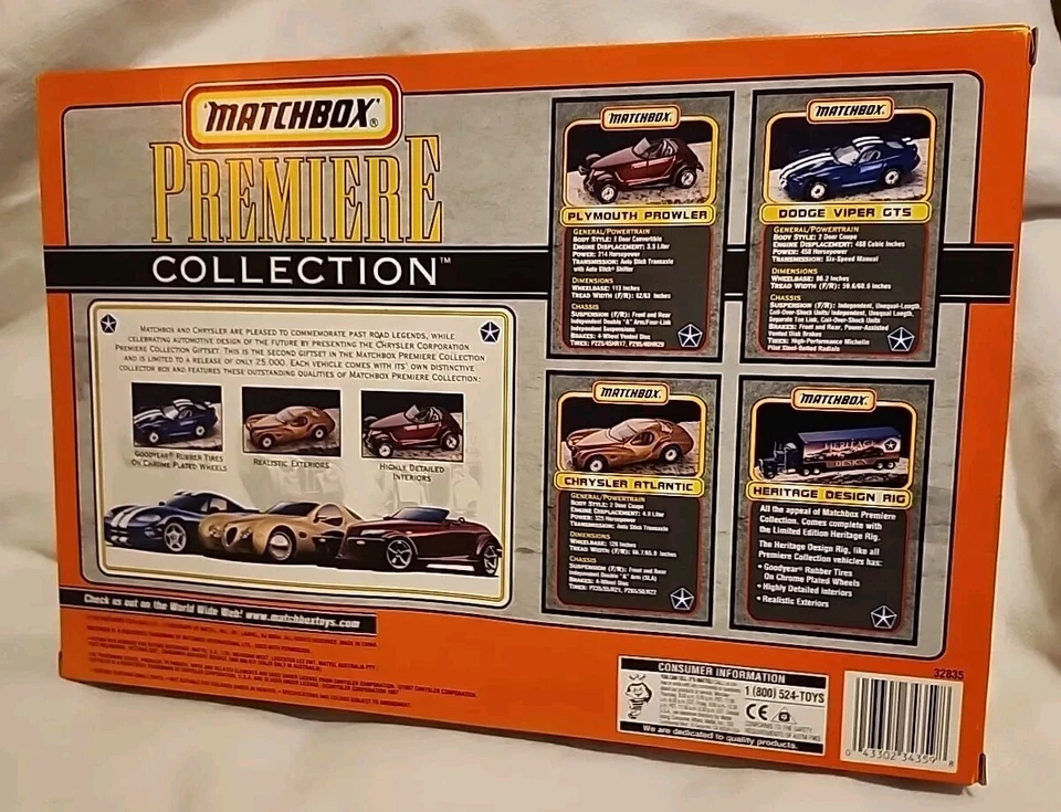 1997 MatchBox 32835 Premiere Chrysler Atlantic Prowler VIPER GTS Die-Cast Cars - Image 3 of 3