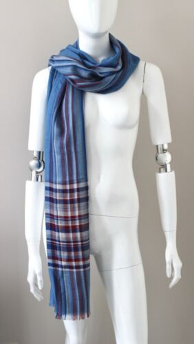 New! LORO PIANA Princeton blue cashmere silk scarf stole gorgeous 205x75cm - Picture 4 of 7
