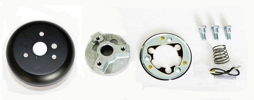 New 1965-1969 Mustang Black Steering Wheel 14 1/2" with chrome spokes & horn kit - Picture 4 of 8