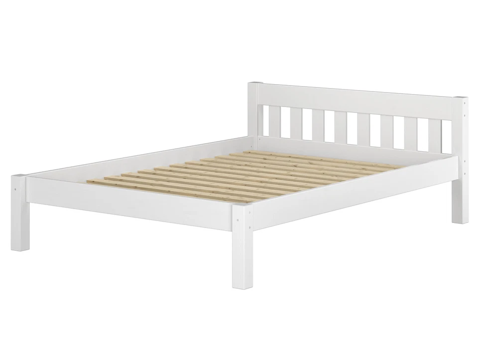 weißes Einzel-Doppelbett Kiefer massiv 120x200 Lattenrollrost Jugendbett Holz