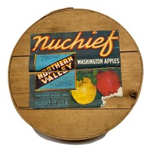 RARA etichetta cassa mele Nuchief rotonda anni 80 diametro 15” *vedi descrizione