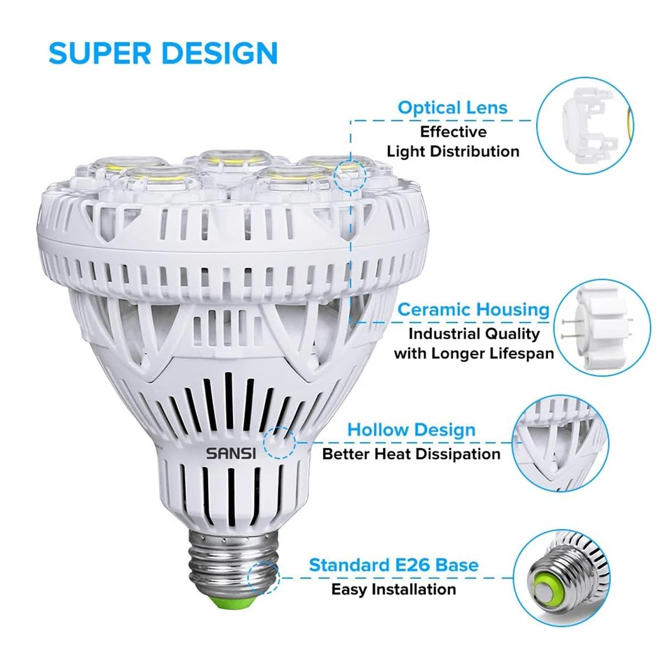 300W Equivalent BR30 LED Lights Bulb 4000lm 5000K Daylight White Bright Lamp - Image 3 of 4