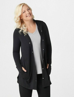 Cuddl Duds Black Comfortwear Snap Front 