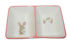 Rae Dunn Artisan Collection Easter Bunny Divided Rectangle Dish