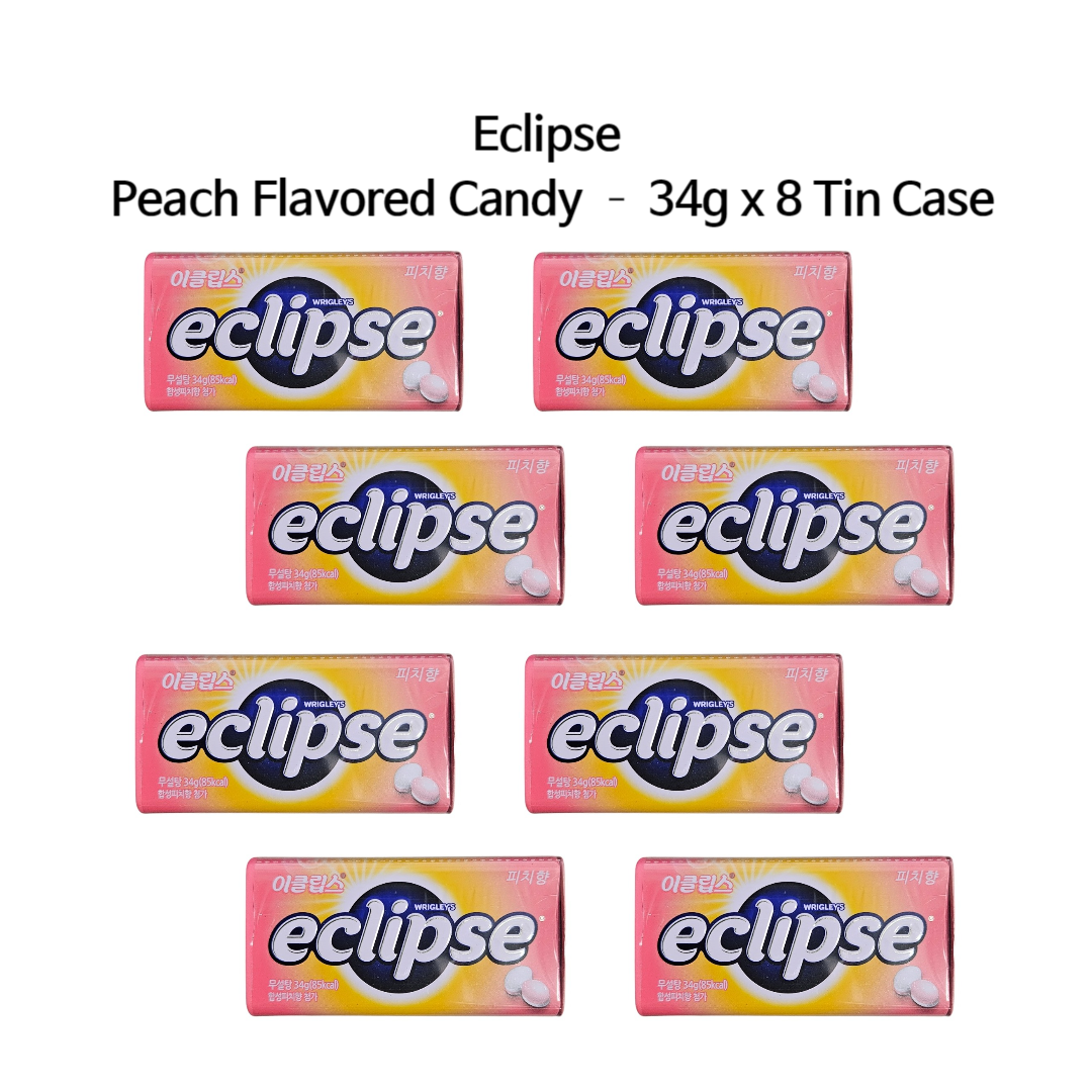 Eclipse Peach Flavored Candy – 34g x 8 Tin Case | Sugar-Free Mints