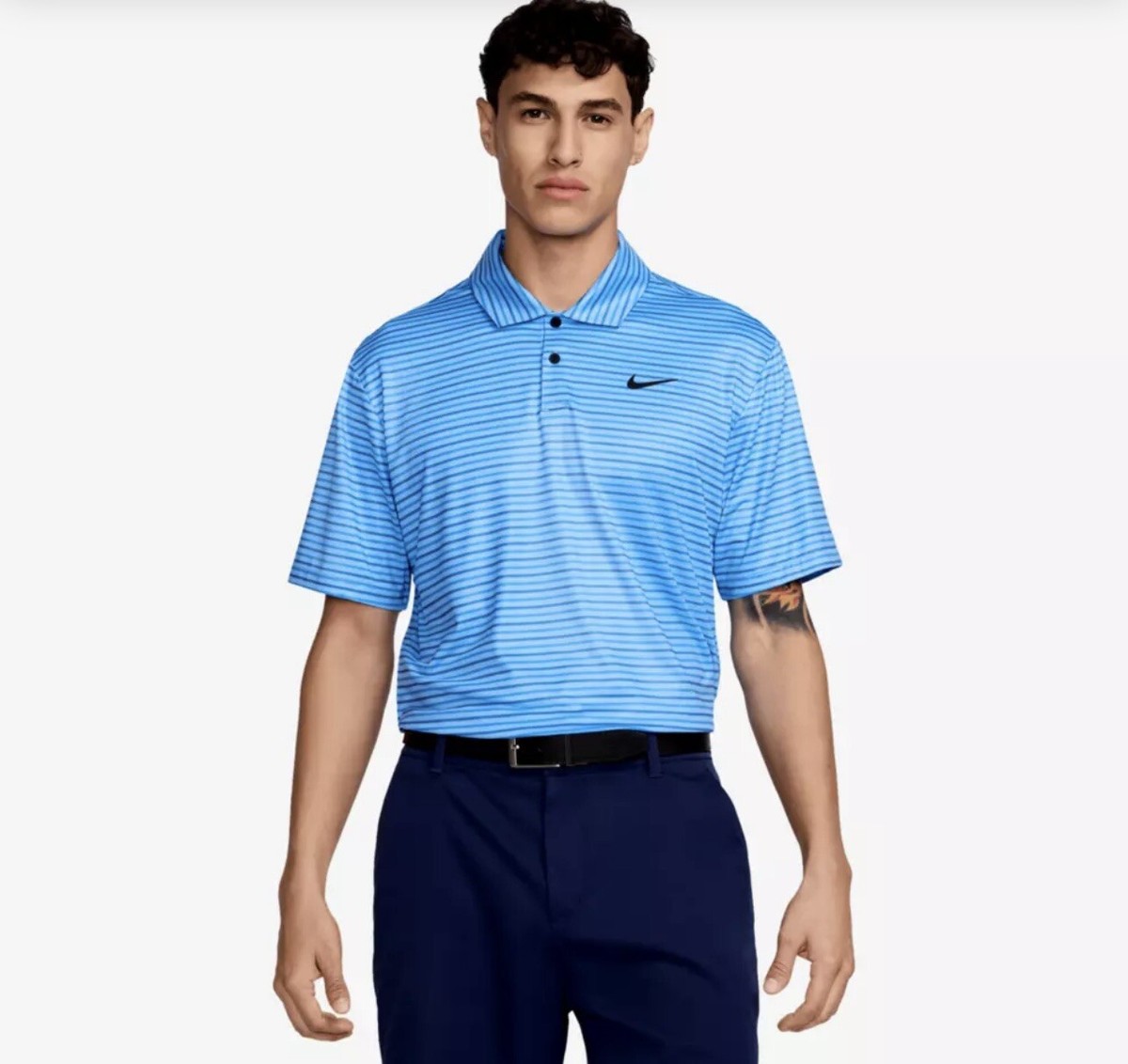 Nike Dri-FIT Tour Men's Striped Performance Golf Polo Blue Small