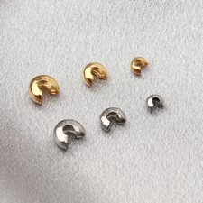 Stainless Steel Gold Plated Round Crimp Cover Dia 3 4 5mm Round End Beads