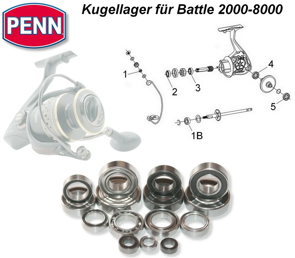 Penn - Battle/Sargus Serie - Ersatzteile - alle Kugellager - 1. Generation